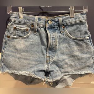 Levi's Denim Blue Frayed Hem Shorts Size 27 waist (as measured, no tag)